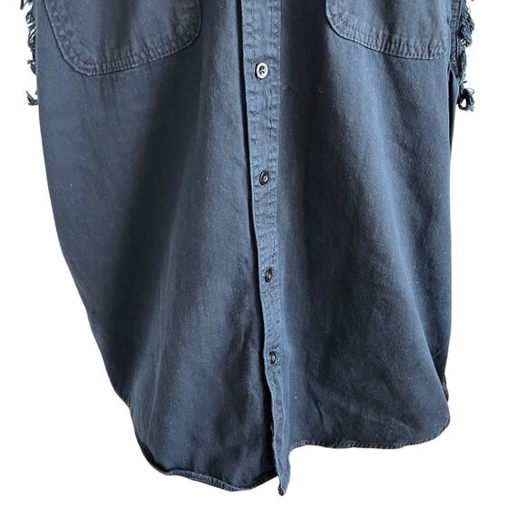 Sturgis Sleeveless Shirt Men Size Large Black Motorcyle Rally Raw Edge Button Up - Picture 3 of 10